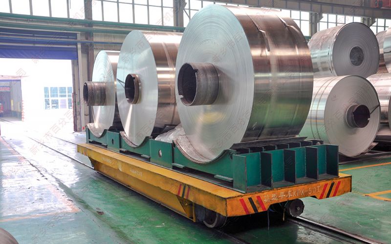 50T轉(zhuǎn)運(yùn)卷材軌道平板車(chē)