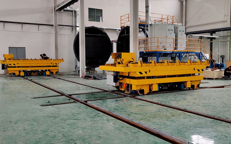 真空爐、烘干爐重型物料流轉(zhuǎn)利器——平移換軌地平車