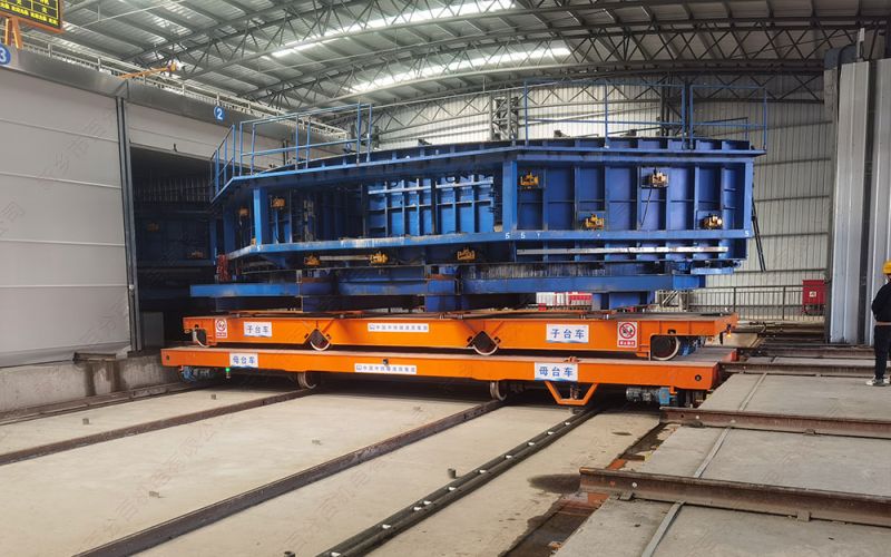 噴涂線常用的有軌轉運地平車方案